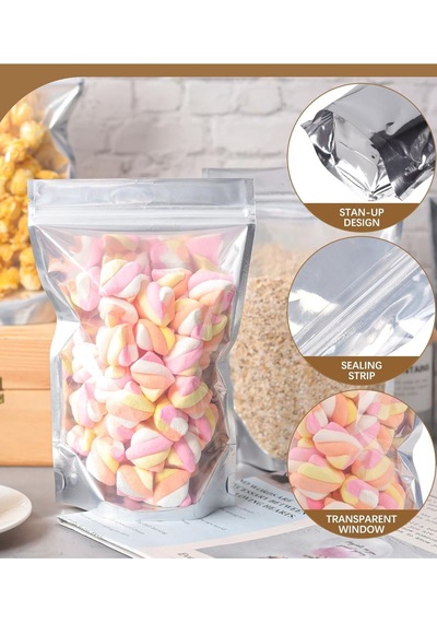 20 Adet 11x18 Şeffaf Metalize Kilitli Doypack Poşet Nem Ve Hava Geçirmez Gıda Ambalajı Belirtilmemiş