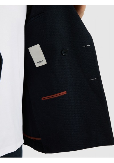 Cacharel Lacivert Slim Fit Yün Karışımlı Kruvaze Ceket