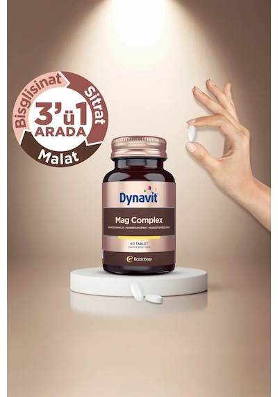 Dynavit Mag Complex 60 Tablet 200mg Magnezyum Kompleks 3lü Form Malat-sitrat-bisglisinat -kas&kemik&enerji