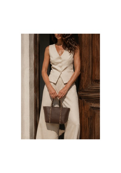 Nura Collection Kadın Gold Zımba Detaylı El Ve Omuz Çantası - Kahverengi - 917953919 Kahverengi