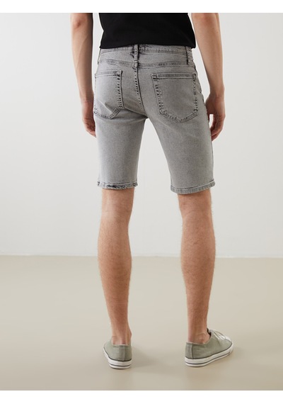 Lcw Jeans Gri Süper Skinny Fit Erkek Jean Şort