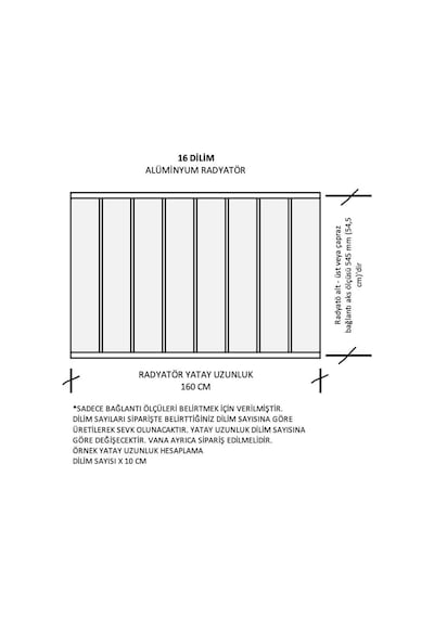 Alüminyum Panel Radyatör Ekol 600x1600 Ral 9010