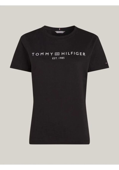 Tommy Hilfiger Reg Corp Logo C-nk Ss Kadın Siyah T-shirt - Ww0ww40276