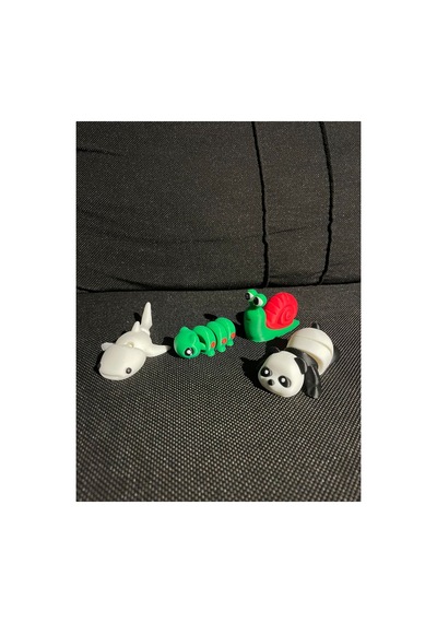 4 Lü Oynar Eklemli Hayvan Figürleri Seti Panda, Köpekbalığı, Salyangoz Ve Tırtıl Oyuncak