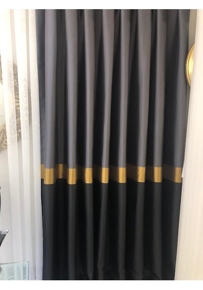 Evdepo Home Sık Pileli Pano Fon Perde Çift Kanat Antrasit