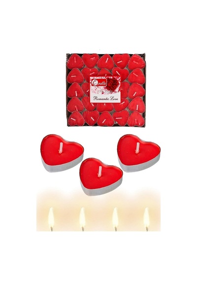 Kırmızı Kalpli Tealight 100'lü Mum Masa, Yer Süsleme Organizasyon Çok Renkli