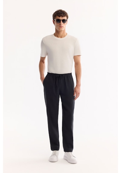 Avva Erkek Siyah Beli Lastik Bağcıklı Soft Touch Relaxed Fit Pantolon A52y3013