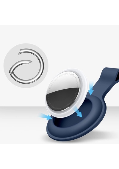 Apple Uyumlu AirTag Silikon Koruyucu Anahtarlık Arkası Kapalı Düşmez Yıkanabilir