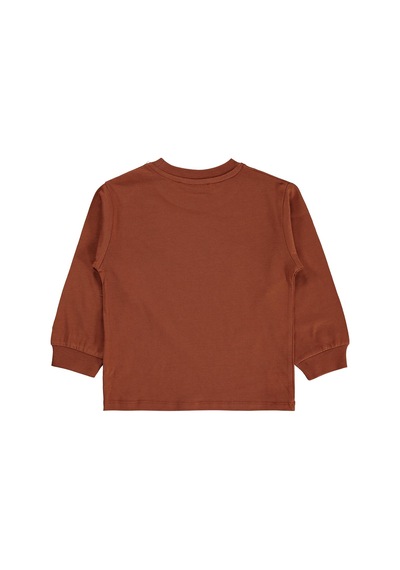 Silversun Kids Silversun Basic Etiket Armalı 2-7 Yaş Sweatshirt - Turuncu Tarçın