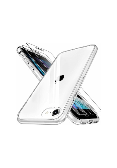 Apple Uyumlu iPhone 7 8 Se 2020 Şeffaf Kılıf + 2 Adet Temperli Cam Ekran Koruyucu