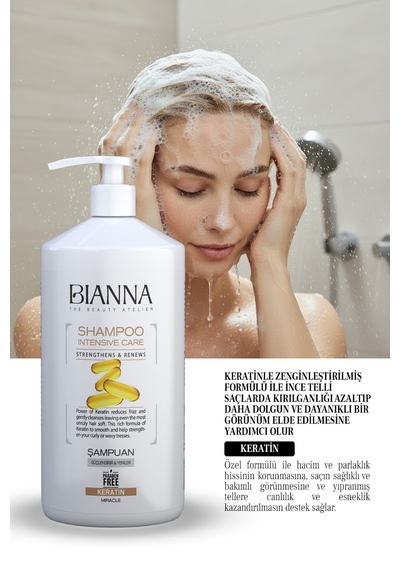 Keratin Özlü Ve Parabensiz Güçlendirici Ve Yenileyici Saç Bakım Şampuanı Büyük Boy - 1000ml Saçşampuan