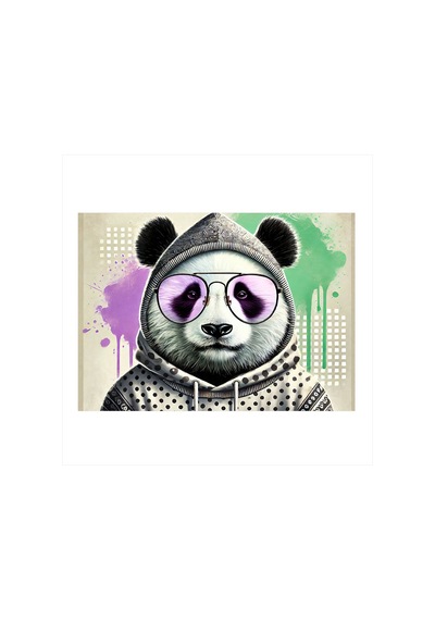 Gözlüklü Panda Figürü Tasarım Mdf Tablo