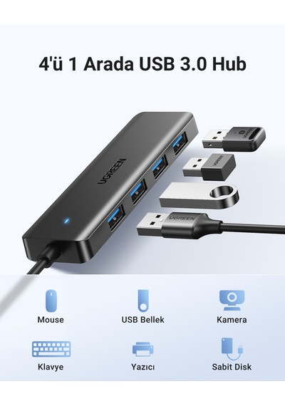 UGREEN 4-in-1 4xUSB-A to USB-A Port Çoklayıcı Hub, 25851
