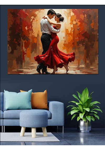 Tutkulu Tango Dans Eden Çift Dekoratif Kanvas - Mdf Ahşap Tablo