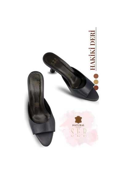 Sermoda Hakiki Deri Kadın Terlik - 7 Cm Topuklu Hakiki Deri Kadın Topuklu Terlik Lacivert Sermoda Hakiki Deri Kadın Terlik - 7 Cm Topuklu Hakiki Deri Kadın Topuklu Terlik Lacivert