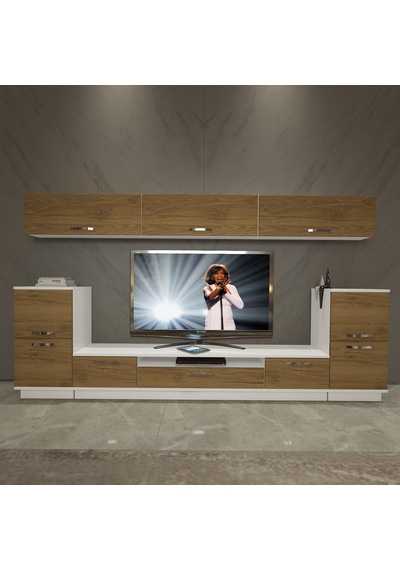 Decoraktiv Trendstyle 9 Mdf Tv Ünitesi Tv Sehpası - Beyaz Pera Beyaz - Meşe