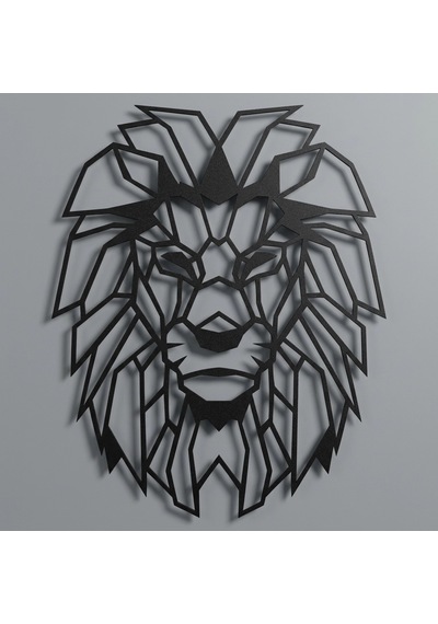 Aslan Kafası Metal Tablo Siyah