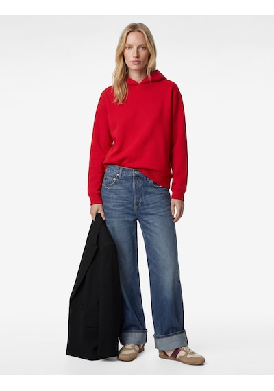Koton Üç İplik Şardonlu Uzun Kollu Kapüşonlu Basic Sweatshirt Kırmızı 6wak10032ek