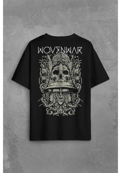 Ben Sahar Behemoth Metal Rock Kuru Kafa Skull Sırt Ön Baskılı Oversize Tişört Unisex T-shirt 001