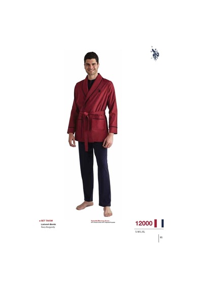 U.S. Polo Assn. Erkek Sabahlık Set Takım 12000 Bordo