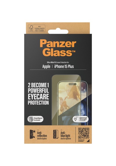 Panzerglass Eyecare Screen Protection Apple iPhone Uyumlu 15 Plus Ultra Geniş Fit Ve Kolay Hizalama Kit Şeffaf Panzerglass Eyecare Screen Protection Apple iPhone Uyumlu 15 Plus Ultra Geniş Fit Ve Kolay Hizalama Kit Şeffaf