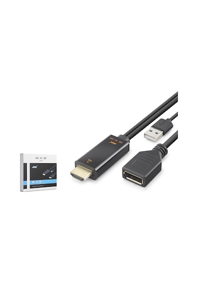 Hadron Hdx7901 Hdmı Usb To Displayport Aktif Dönüştürücü Kablo 4k 60hz 26 Cm Siyah