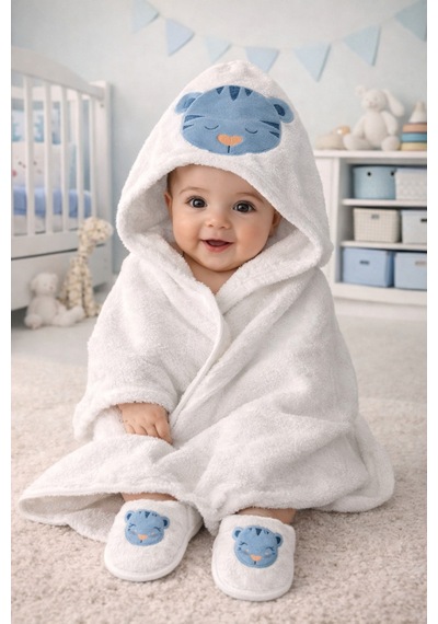 My Baby Kumsal % 100 Pamuk 0 - 24 Ay Sevimli Kaplan Kutu İçerisin De 30056 Mavi 0-2 Yaş