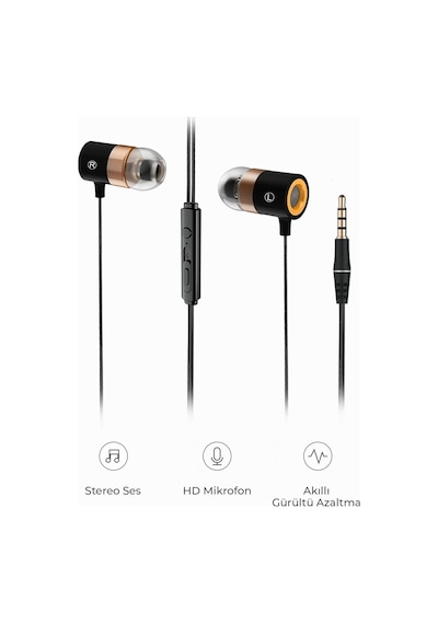 Eh103 Kablolu 3.5mm Jacklı Mikrofonlu Kulak İçi Kulaklık - Gürültü Önleyici Mikrofon, Ses Ayarı