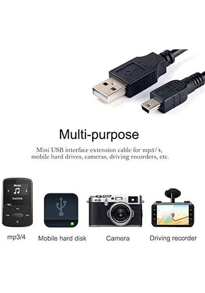 0.5 Metre Mini Usb 5 Pin Erkek To Usb-a 2.0 Erkek Data & Şarj Kablosu 50 CM