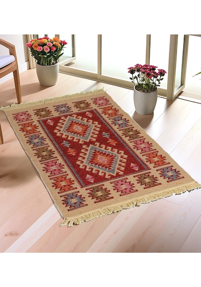 "çift Taraflı Kullanılabilir, Makinede Yıkanabilir, Modern Desenli Kilim 11 Farklı Ebat" Kırmızı Kırmızı