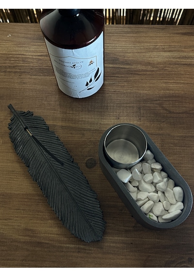 Dekoratif Bio-fire V1 Siyah Masaüstü Şömine + Tüy Tütsülük + 1 Lt Yakıt + 5 Adet Tütsü Çubuğu