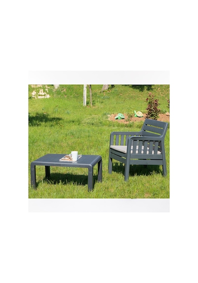 Lara 1+1+S Bahçe Takımı  Balkon - Bahçe - Teras  Mobilyası / Antr Gri