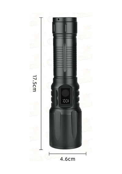 Bd-13 15w Tg Led Alüminyum Alaşımlı Zoomlu Type-c Dijital Göstergeli Şarjlı El Feneri