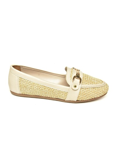 Fox Shoes U250029017 Bej Hasır Kadın Babet Bej-hasir Bej