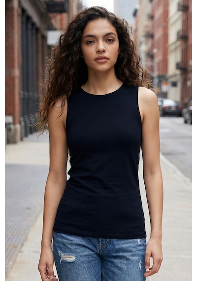 Tommy Life Lacivert Slim Fit Basic O Yaka Sıfır Kol Kadın Atlet - 97313