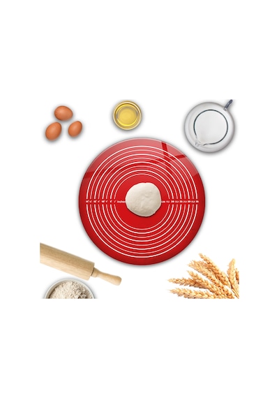 Decorita Cam Kırmızı Doku Çap 40 CM Hamur Açma Matı