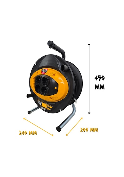 Sgs Plastik Makaralı Uzatma Kablosu Cca 3x1.5 - Dörtlü Priz - 20 Mt. 20 M