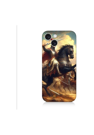 Apple Uyumlu iPhone 15 Plus Şövalye Ve Savaş Desenli Silikon Kılıf Silikon