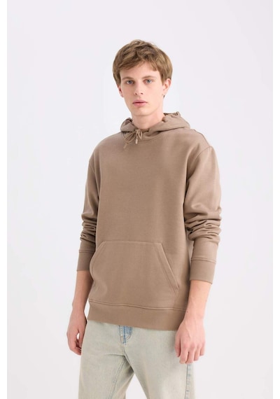 DeFacto Regular Fit Kapüşonlu Kanguru Cepli İçi Yumuşak Tüylü Basic Düz Sweatshirt X8283AZ25SPBN229