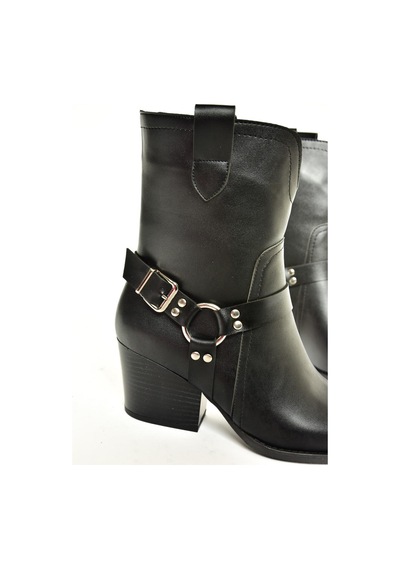 Fox Shoes T296094009 Siyah Kovboy Model Kalın Tabanlı Kadın Bot Siyah