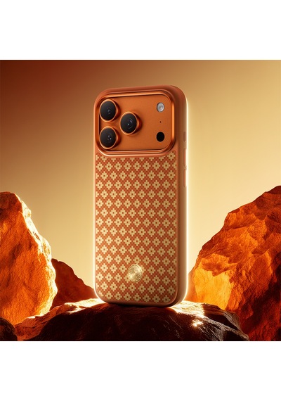 İphone 17 Pro Uyumlu Kılıf M-safe Şarj Özellikli Benks Armorpro Armorgrid Kevlar Kapak Açık Turuncu