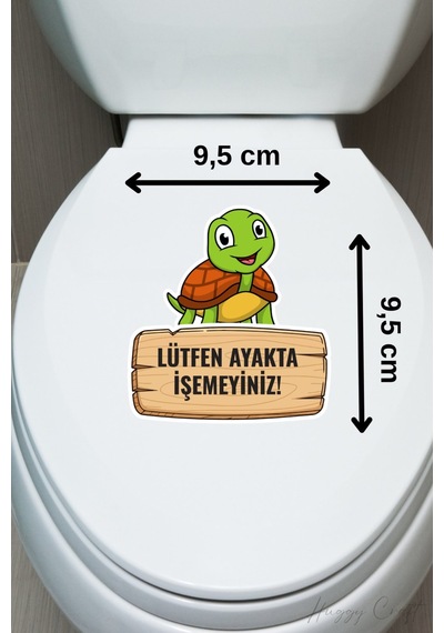 "lütfen Ayakta İşemeyiniz" Kaplumbağa Temalı Su Geçirmez Sticker Standart