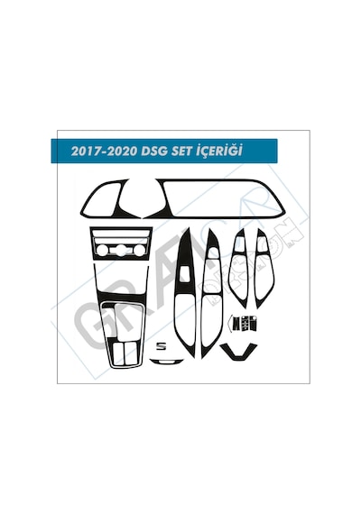 Seat Leon 5F/Mk3 - 2013-2020 Konsol Iç Trim Kaplama Sticker Seti