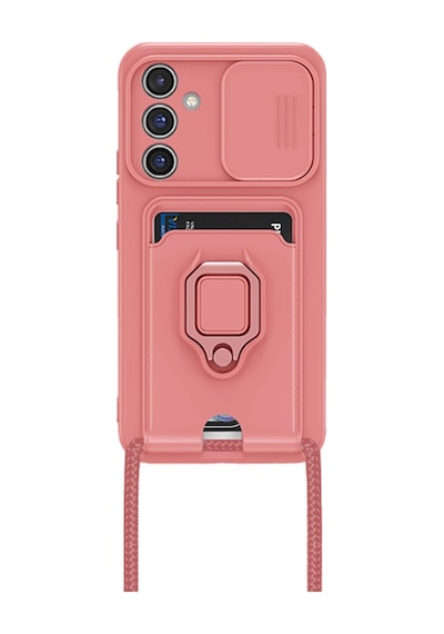 Samsung Galaxy A05s Kılıf Zuma Kartvizitli Yüzüklü Silikon - Pembe 0.2M-Çok Renkli