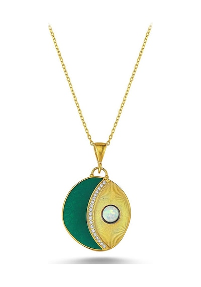 Beyaz Zirkon Taşlı Opal Kolye (498590719)