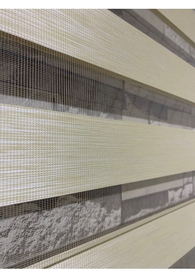 Bambu Krem Renk Zebra Perde (Etek Boncuklu)