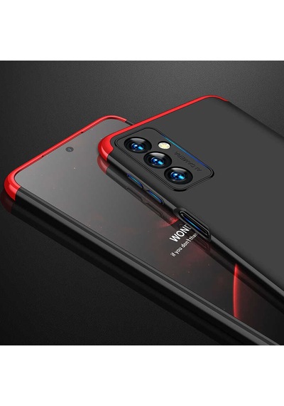 Samsung Uyumlu Galaxy M23 Kılıf Zore Ays Kapak Siyah-Kırmızı