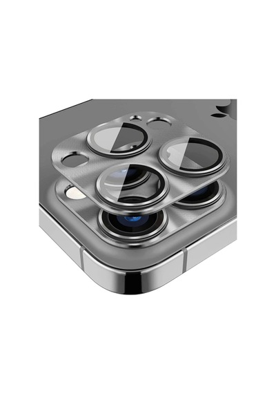 Ally iPhone Uyumlu 15 Pro-15 Pro Max Metal Tempered Kamera Lens Koruyucu- 5775 Gümüş