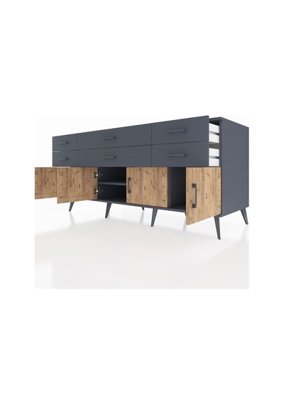 Kronos Konsol 2 Raflı 6 Çekmeceli 4 Kapaklı 176x59x83 Antrasit-çam/antrasit Çam/antrasit Kronos Konsol 2 Raflı 6 Çekmeceli 4 Kapaklı 176x59x83 Antrasit-çam/antrasit Çam/antrasit