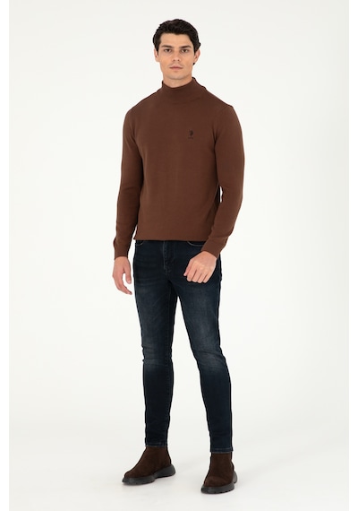 U.S. Polo Assn. Erkek Slim Fit Yarım Boğazlı Kahverengi Basic Kazak 50288887-VR158 U.S. Polo Assn. Erkek Slim Fit Yarım Boğazlı Kahverengi Basic Kazak 50288887-VR158